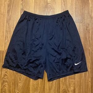 Vintage 90s Nike Shiny Dazzle Shorts‎ Men Large Dark Blue Swoosh Checks